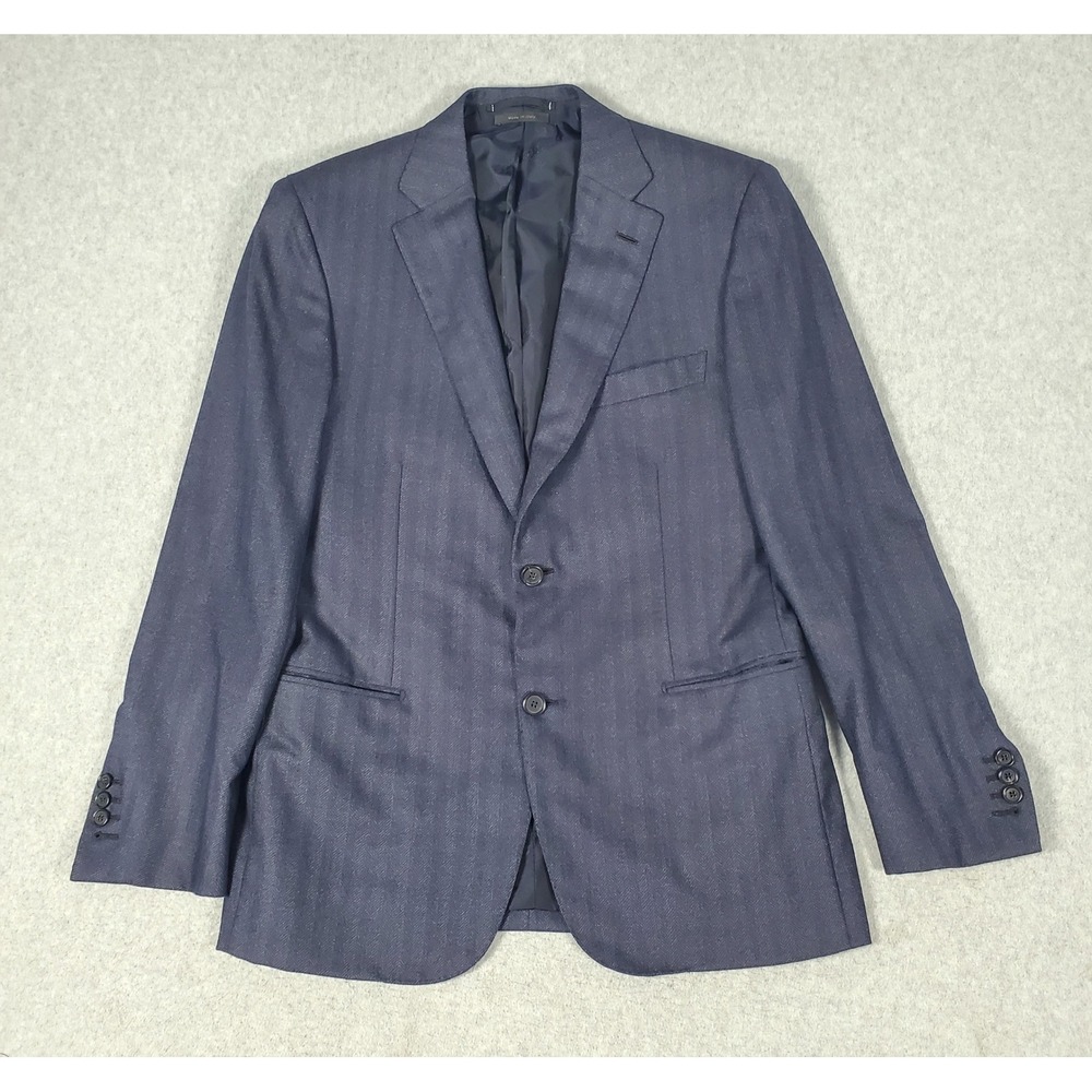 Brioni Mens Gray Herringbone Suit Jacket Blazer 40R Made in Italy (IT 50R) 2 Btn
